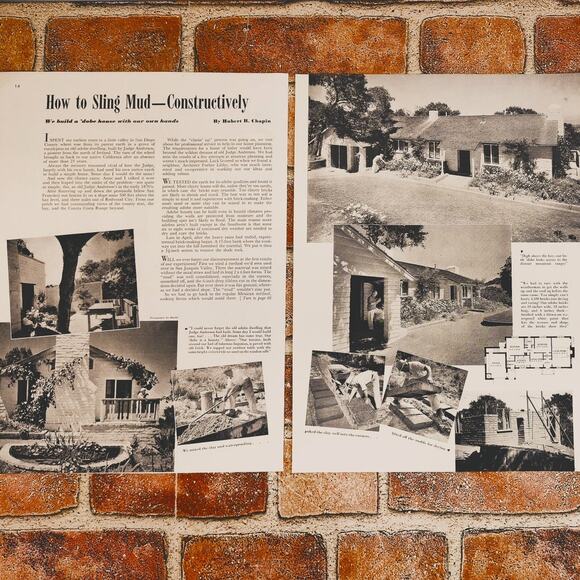 1941 How to Sling Mud Constructively Adobe Home Construction Vtg Print Article - Picture 1 of 11
